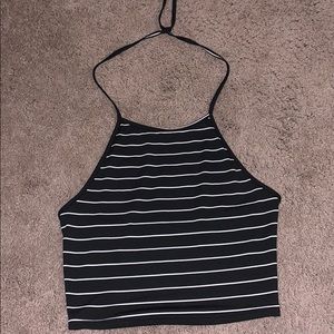 Black with white stripe halter top